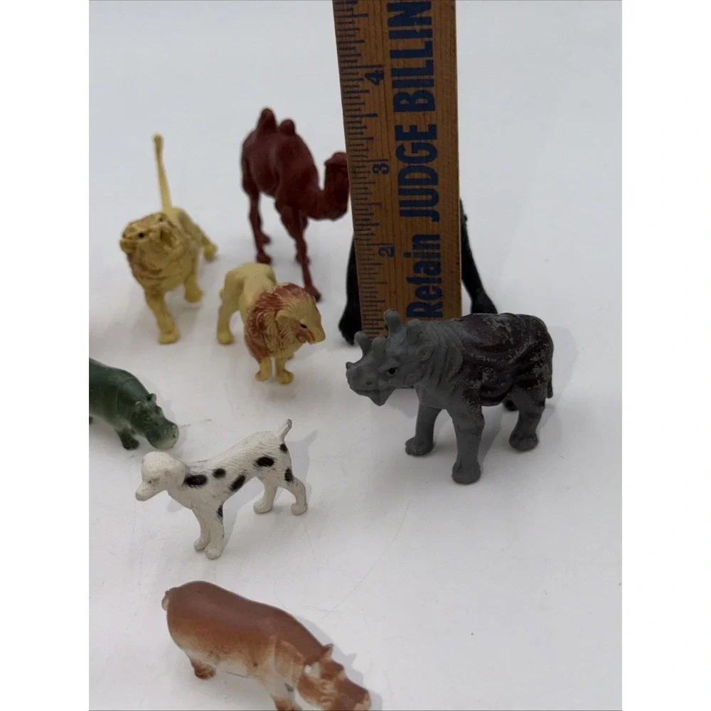 Vintage Miniature Animals Lot (13) Assorted Hard Plastic Wild Safari Gorilla Toy